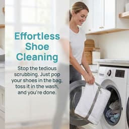 Schoenwaszak, 2-in-1 tas voor schoenen met vezelreiniging, 360 graden, verborgen rits, herbruikbaar en bescherming voor sportschoenen en sneakers — thumbnail 4