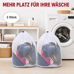 Twee grofmazige waszakken en wasmachinezakken, een groot wasnet van 50 x 60 cm, een sokkennet voor de wasmachine, waszakken met trekkoord voor broeken, T-shirts, donsjassen, jassen en gordijnen. — thumbnail 2
