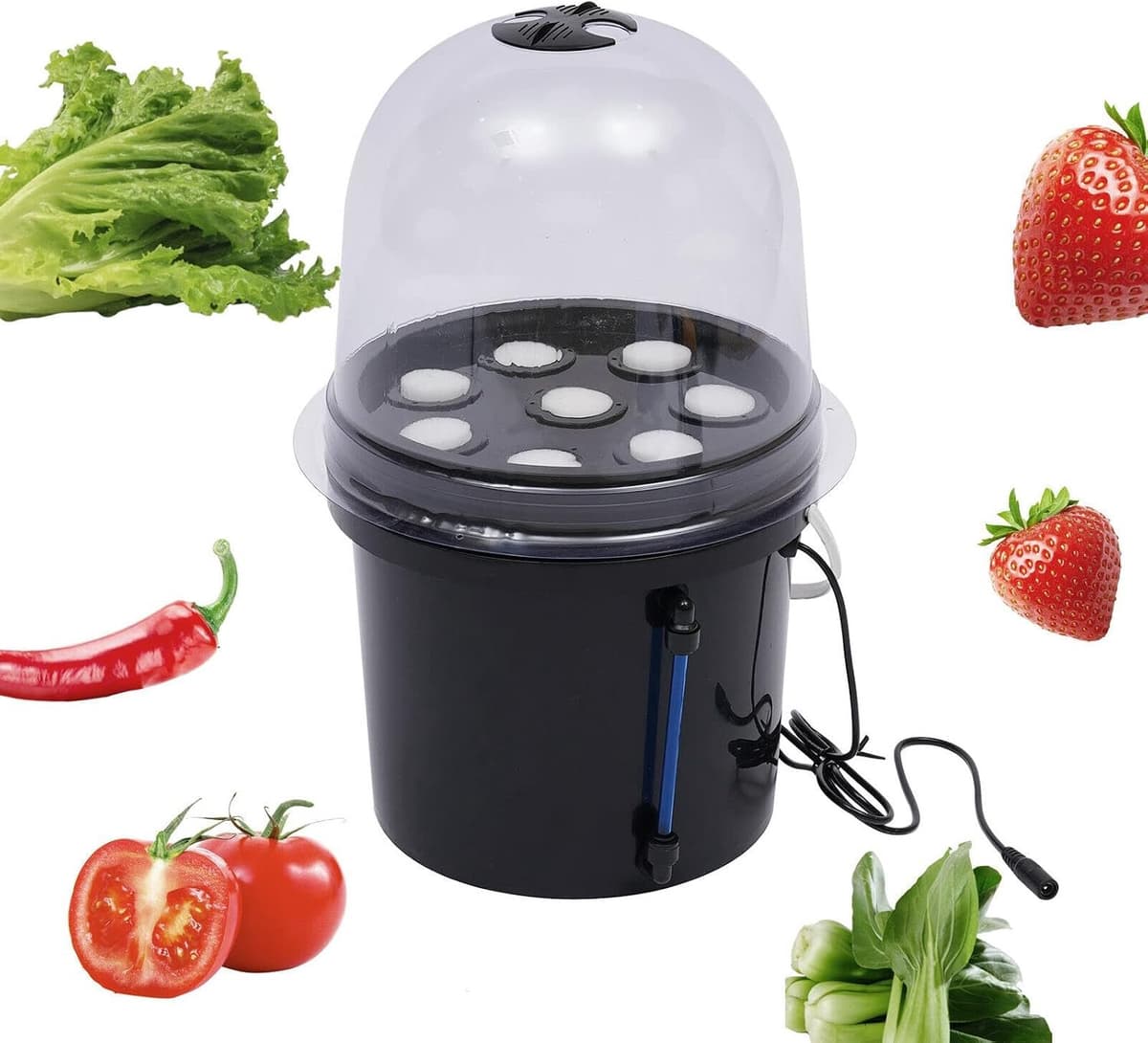 Kweekschaal, 5L 8 gaten Aeroponische vermeerderingsset mini kweekbak planten Aeroponic hydrocultuur zaailing kloonsysteem — afbeelding 1