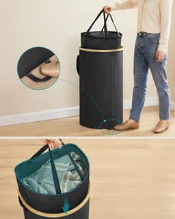 Wasmand – 90 Liter – Met Deksel – Uitneembare Waszak – Ruime Wasmand – Voor Wasgoed en Kleding — thumbnail 4