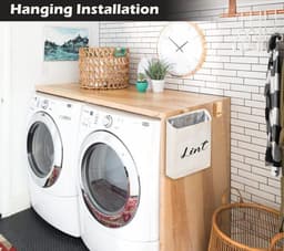 Magnetische pluisbak voor wasruimte organisatie en opslag, katoenen linnen pluiszak, wandmontage ruimtebesparende wasmachine droger prullenbak verzamelaar — thumbnail 2
