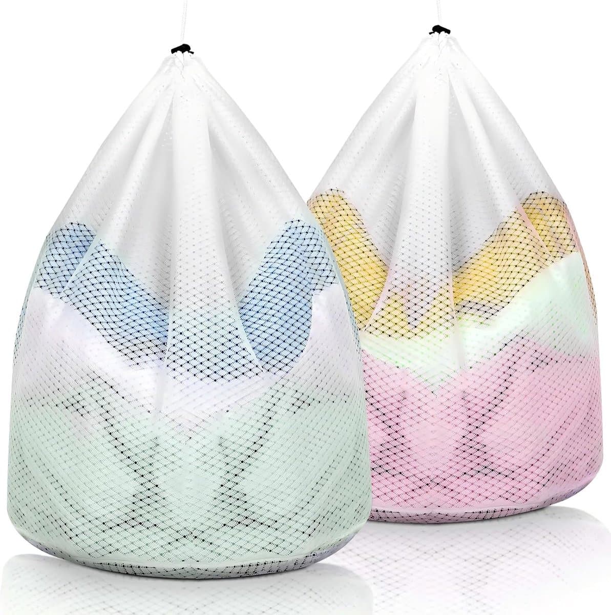 Waszak voor wasmachine 2 stuks, 40 x 50 cm, wasnet voor ondergoed en fijne was, waszak met trekkoord, netzak voor wasgoed, herbruikbaar — afbeelding 1