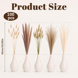 Gedroogde pampasbloemen, natuurlijk, boho-stijl, tafeldecoratie voor bruiloft, huis, woonkamer, vaas, rustiek feest, babyshower en binnen — thumbnail 5