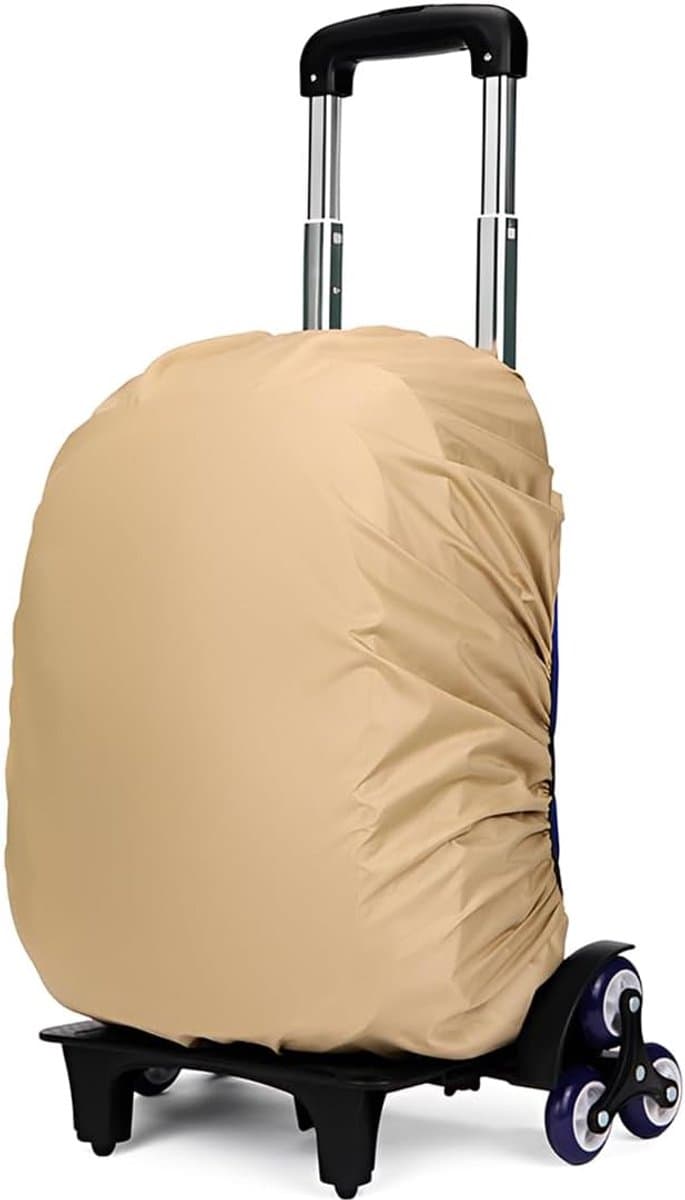 1 stuks trolleyhoes voor kinderen en jongeren, waterdichte rugzakhoes, regenhoes, rugzak voor regen, waterdicht (kaki, C) — afbeelding 1
