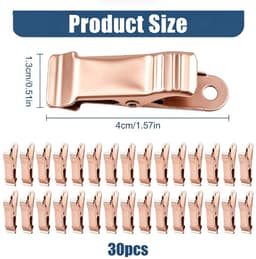 Kleine Klemmen - 30 Stuks - 4 x 1,3 cm - Scheppen - Mini-metalen klemmen - Klemmen voor Organisatie - Geschikt voor kleding, foto's, gordijnen, badkamer - Roségoud — thumbnail 4