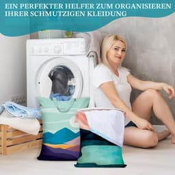 Waszak Groot - 58*46CM - Waszakken - 2 Stuks - Laundry Bag - Wasnet - Zak met ritssluiting - Polyester - Maan- en zonpatroon — thumbnail 5