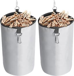Kledingknijperzak - Met sluitkoord - Opslag voor tot 200 knijpers - Pennenzak voor knijpers - Binnen- en buitenopslag, grijs, 2 stuks — thumbnail 1