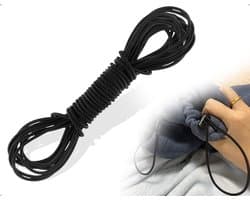 Rubberen band, elastisch rubberen koord, gebruikt voor doe-het-zelf tent, rugzak, schommels, waslijn, camping, veters, stoffen, armbanden, sieraden (zwart, 5 m)