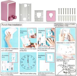 Set van 4 Uittrekbare Instelbare Waslijn, Aan de Muur Bevestigde High-Performance Systeem Voor Binnen tot 4,2 m Lang (Roze) — thumbnail 4