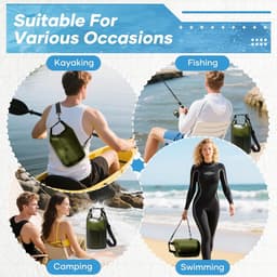 Dry Bag 5L Waterdichte Tas, Waterdichte Opbergtas, Waterdichte Dry Bag met Rolsluiting en Schouderriem voor Strand, Zwemmen, Boot, Kajak, Vissen, Raften, Kamperen, A3-Groen — thumbnail 4