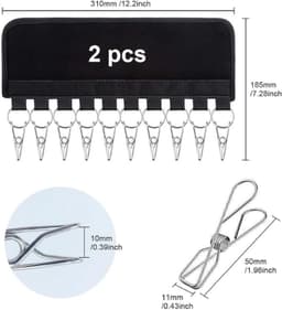 Dit is een tweedelig sokkendroogrek - met een hangend droogrek met 10 klemmen - voor bh's, sjaals, sokken, handschoenen, enz. — thumbnail 2