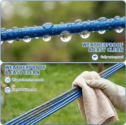 Buitenwaslijn - Blauw - 30 m - PVC-gecoate Waslijn met Stalen Kern - Voor Buitengebruik — thumbnail 5