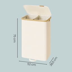 Klarven® Wasmand Creme - Wasmand met Deksel - Wasmanden - Laundry Basket - Uitneembare Waszak, 150 Liter Inhoud — thumbnail 2
