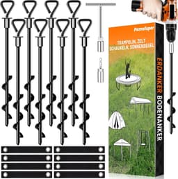 Grondankers voor Trampolines - Zwart - 35,5 cm - Heavy Duty Schroefankers voor Diverse Buitentoepassingen — thumbnail 1