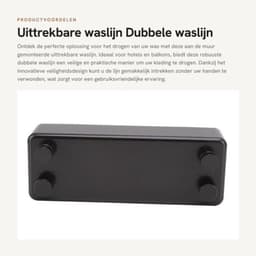 Dailygoods- Intrekbare waslijn van 30 meter - Waslijn met twee lijnen - Roestvrij staal - Veilig ontworpen - Geschikt voor op het balkon - Neemt weinig ruimte in - Lijn voor kleding — thumbnail 1