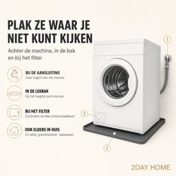 2DayHome - Lekbak Wasmachine 60x60 cm - Siliconen Opvangbak - Voor Machines tot 60 cm Diep - Incl. 21 Lekindicator Stickers - Vaatwasser en Droger — thumbnail 5