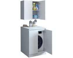 Roomart ATLANTIC-V Wasmachine Ombouwkast 70x167 cm met Bovenkast - Wit