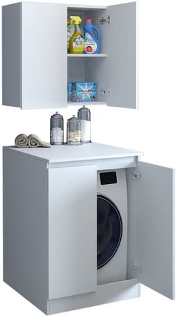 Roomart ATLANTIC-V Wasmachine Ombouwkast 70x167 cm met Bovenkast - Wit — thumbnail 1