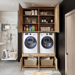 Roomart SERIE 3 Wasmachine Ombouwkast 134x240 cm - Dubbele Kast voor 2 Apparaten - Eiken — thumbnail 2