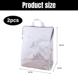 Van 2 wasnetten voor wasmachine - Waszakjes - 50x60x10 Cm - Met handvatten - Herbruikbare waszakken - Voor ondergoed slips sjaals truien - Waszak groot — thumbnail 5