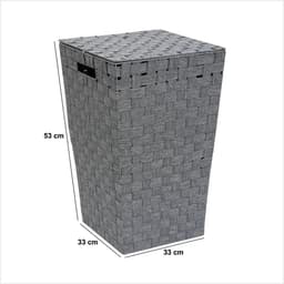 Lise L. Wasmand - Polyester Kledingmand - Grijs - 33 x 33 x 53 cm (LxBxH) - Opbergmand - 50 liter — thumbnail 3