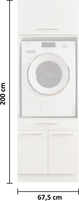 Wasmachine kast met verhoger en bovenkast - Wasmachine kast - Wasmachine ombouw meubel - Wit - Wasmachine ombouw kast - Hoogte 200 cm - Met bovenkast — thumbnail 5