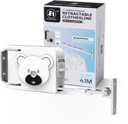 Wandgemonteerde intrekbare waslijn, 4,1 m lange uitschuifbare waslijn voor binnen en buiten, ABS+TPU+ALUMINIUM materiaal - wit — thumbnail 1