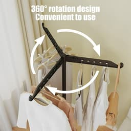 Droogrek voor kleding, opvouwbaar, binnen- en buitendroogrek, 360° draaibaar, droogrek met 3 haakarmen, zwart — thumbnail 4