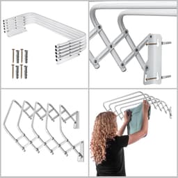 KADAX Inklapbaar wasrek voor wasruimte, ruimtebesparende wasdroger van metaal, uittrekbare accordeonwand, kleerhanger voor binnenshuis (60 cm) — thumbnail 4