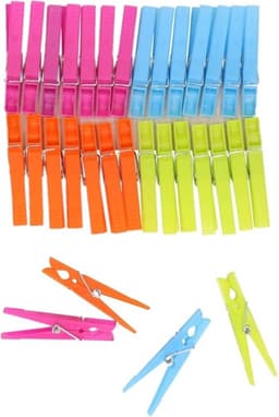 Wasknijperzak met karabijn - 96 plastic gekleurde knijpers - knijperzak — thumbnail 3