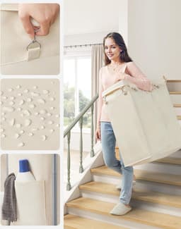 Grote Wasmand op Wielen met 2 Vakken en Verwijderbare Tas - 140 Liter Capaciteit — thumbnail 3