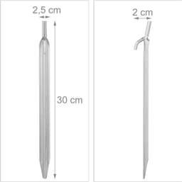 Tent tentharingen set 20 stuks - grondankers harde ondergronden - tenten paviljoenen - 30 cm staal zilver — thumbnail 5