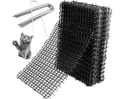 Dierenbarrière spikes kattenafweerstrips 12 stuks 40 x 20 cm - Tuin anti-kattennetwerk met grondankers