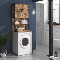 Bovenbouwkast voor wasmachine en toiletkast - Badkameropbergkast met planken en ruimtebesparing — thumbnail 1
