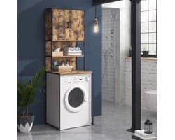 Bovenbouwkast voor wasmachine en toiletkast - Badkameropbergkast met planken en ruimtebesparing