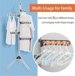 Inklapbaar Droogrek met Verstelbare Hangers - Ruimtebesparend Kledingrek voor Overhemden, Jassen en Hoeden — thumbnail 5
