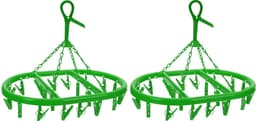 Droogcarrousel/droogmolen groen met 20 knijpers 33 x 50 cm - Droogrek/Droogmolen/Wasrekje — thumbnail 2