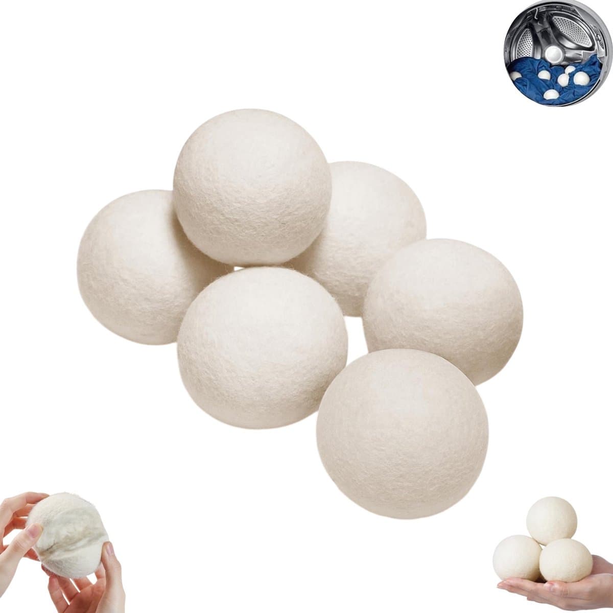 6 stuks - Droogballen - Herbruikbare droogballen - Anti-klit droogballen - Droogballen van 6 cm - Sneldrogende droogballen - Alternatief voor droogpapier - Voor het drogen van kleding, verkort de droogtijd en vermindert kreukels — afbeelding 1
