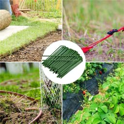 Tuingrondankers - Tuinharingen nietjes - Bodem vastzetten - Verzinkt staal - 15 cm 20 stuks - Groen — thumbnail 5