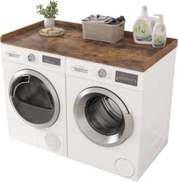 Wasdroger Aanrechtblad met Randrails - Houten Werkblad voor Wasmachine en Droger - 27,5 Inch Diepte x 54 Inch — thumbnail 1