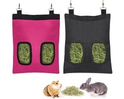 Hooitas Kleine Dieren - Voer Dispenser - Voer Opslag - Dubbel Gat Ontwerp - 30 cm Lengte - Zwart