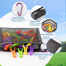 Kledingknijpers met Mand, Plastic Klammer met Tas voor Kledingknijpers, Ideaal voor Was, Foto's en Papieren — thumbnail 5