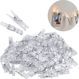 Wasknijpers, 100 stuks, transparante mini-wasknijpers, decoratieve klemmen voor knutselprojecten, foto's om op te hangen, foto's, scrapbooking, 3,5 cm — thumbnail 1