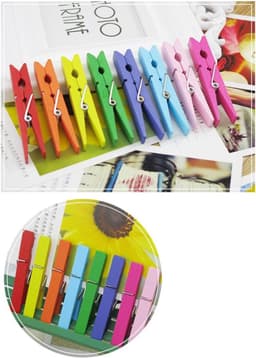 Houten Wasknijpers - Kleurrijke Clips - Foto's Ophangen - Groot Pakket 200 Stuks - 7.2 cm - Veelkleurig — thumbnail 4