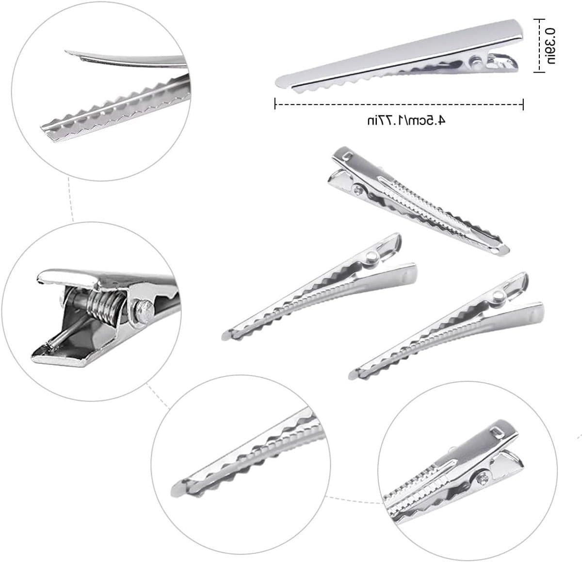 Haarspelden Krokodil - Klemmen Accessoires - Haar Styling - Antislip Tandontwerp - 45 mm - Zilver — afbeelding 1