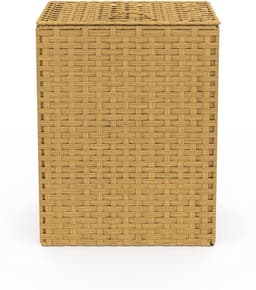 Wasmand Dubbel - Kledingmand Sorteren - Kleding Opbergen - Rotanlook Met Plank - 45x30x60 cm - Beige — thumbnail 4