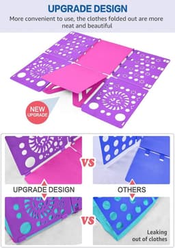 Vouwplank voor kleding, overhemden, wassen, volwassenen, vouwplank, kleding, T-shirt, vouwplank, was, vouwplank, verstelbaar, overhemdvouw (roze en paars) — thumbnail 4