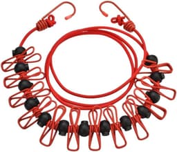 Intrekbare Waslijn - Kledinglijn met Clips - Kleding Drogen Onderweg - Met 12 Klemmen - 180 cm - Zwart — thumbnail 1
