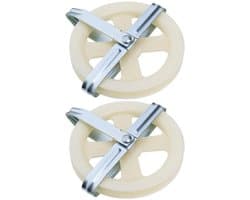 Waslijn Katrol 15,5 cm - 2x Waslijn Uittrekbaar - Duurzaam Impactplastic - Ondersteuning voor Touw tot 3/8" - Eenvoudig te Installeren - Wit