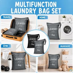 Waszakken voor reizen, 38 x 48 cm, opvouwbare waszak met ritssluiting, ademende polyester tas voor fitness, luiers, reizen, kamperen en dagelijks gebruik — thumbnail 3